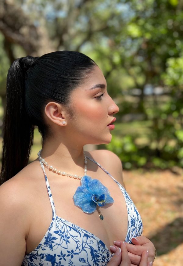 Paulina Altuve wearing Ocean Whisper Necklace