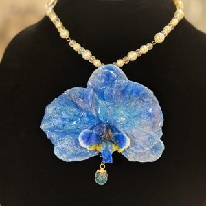 Ocean Whisper Orchid Necklace – One-of-a-Kind Handcrafted Floral Jewelry