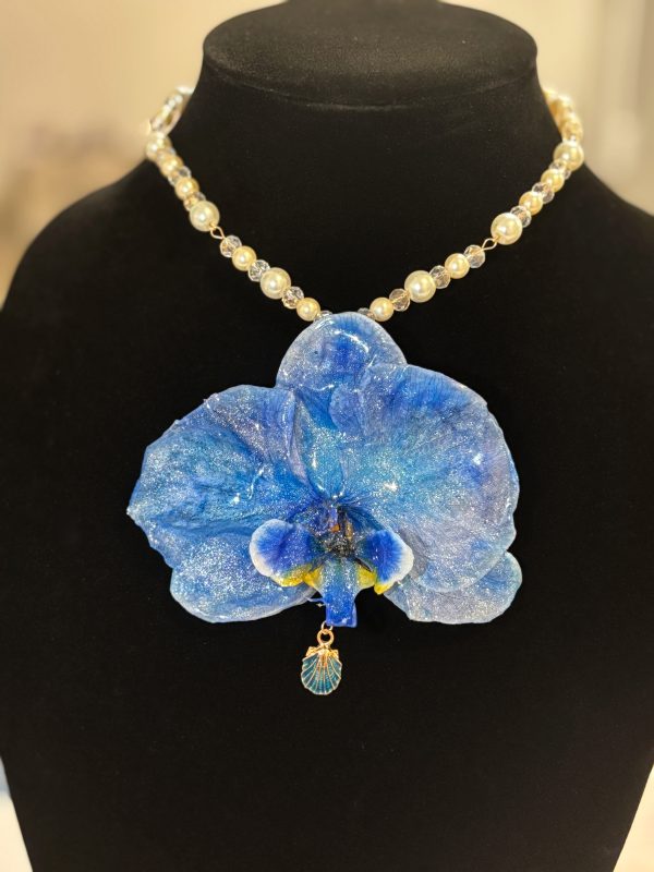 Ocean Whisper Orchid Necklace – One-of-a-Kind Handcrafted Floral Jewelry